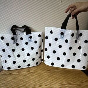 5 Polka Dot Tote Bag - Black and White